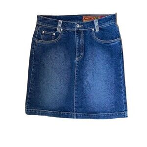 Lawman Skirt Women’s 5 Blue Embellished Mid Length  Denim Jean
